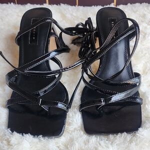 Top Shop Black Strappy Lace-Up Women's Sandals